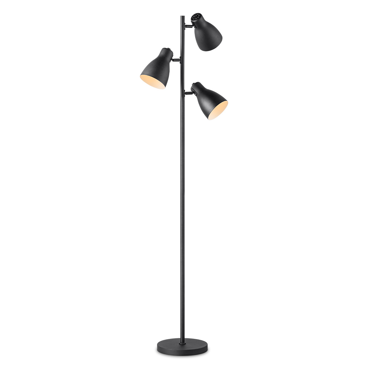 Moderne Vloerlamp - Staande Lamp met 3 lampen - Zwart - 38.5/38.5/166.5cm - Inclusief LED E27 Lichtbron 4W 806Lm - met Voetschakelaar - voor Slaapkamers en Thuiskantoren